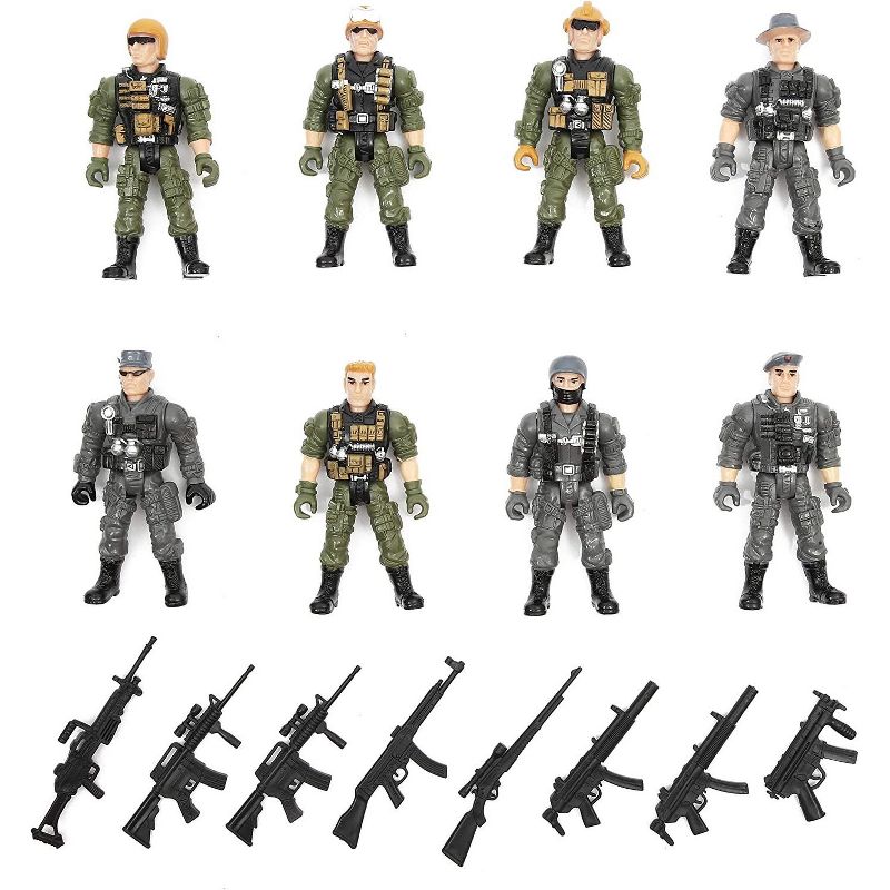 8-Pack Military SWAT Soldiers Action Figures, Special Force Army Men Toy Soldier Set with Accessories, 4.5&rdquo; Tall
