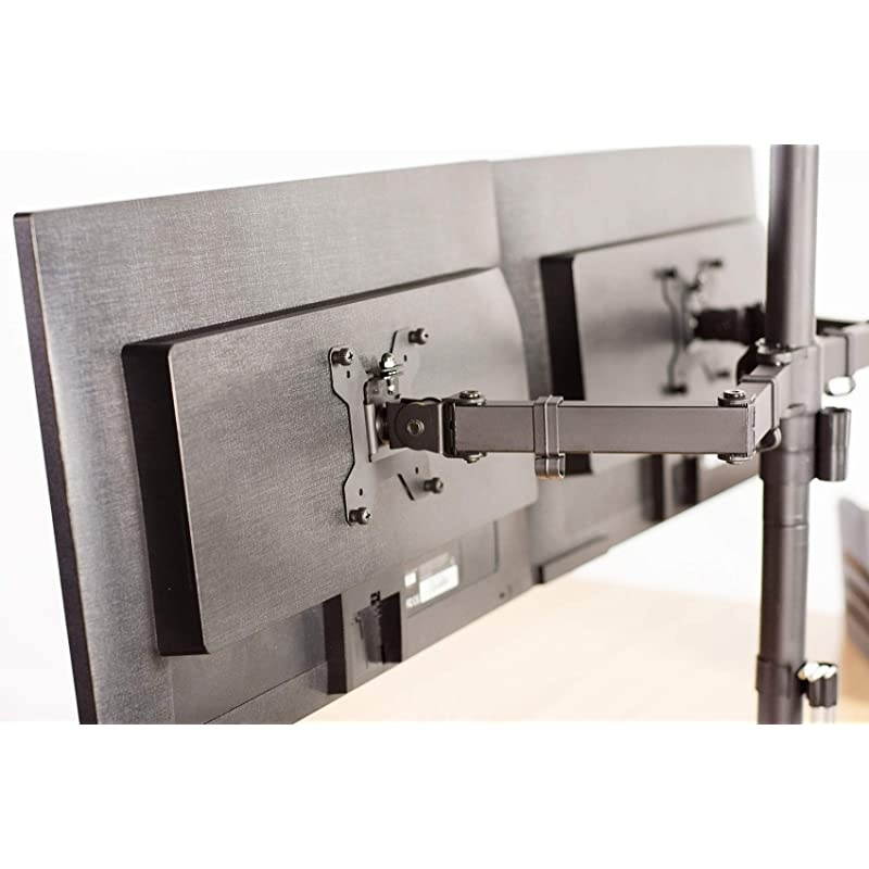 Dual Monitor Stand Up Desk Mount Extra Tall 39 inch Pole | Fully Adjustable Stand for up to 27 inch Screens STANDV012