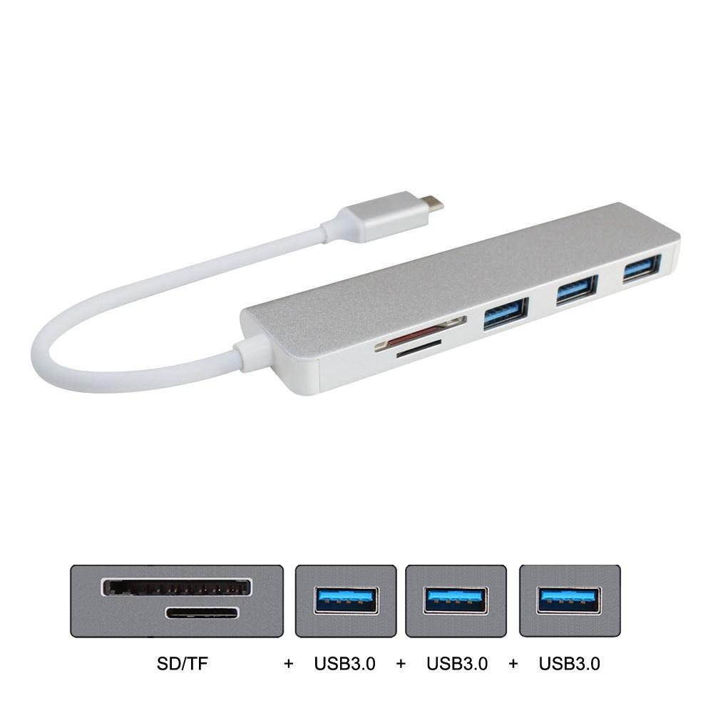 Thunderbolt3 Type-C USB-C to 3 Ports USB 3.0 Female Hub With SD TF Card Reader for Laptop