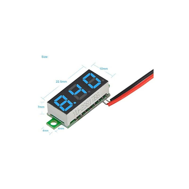 5pcs Mini Digital Voltmeter DC 028 Inch ThreeLine DC 0100V Mini Digital Voltmeter Gauge Tester LED Display Reverse Polarity Protection and Accurate Pressure Measurement 5 Colours