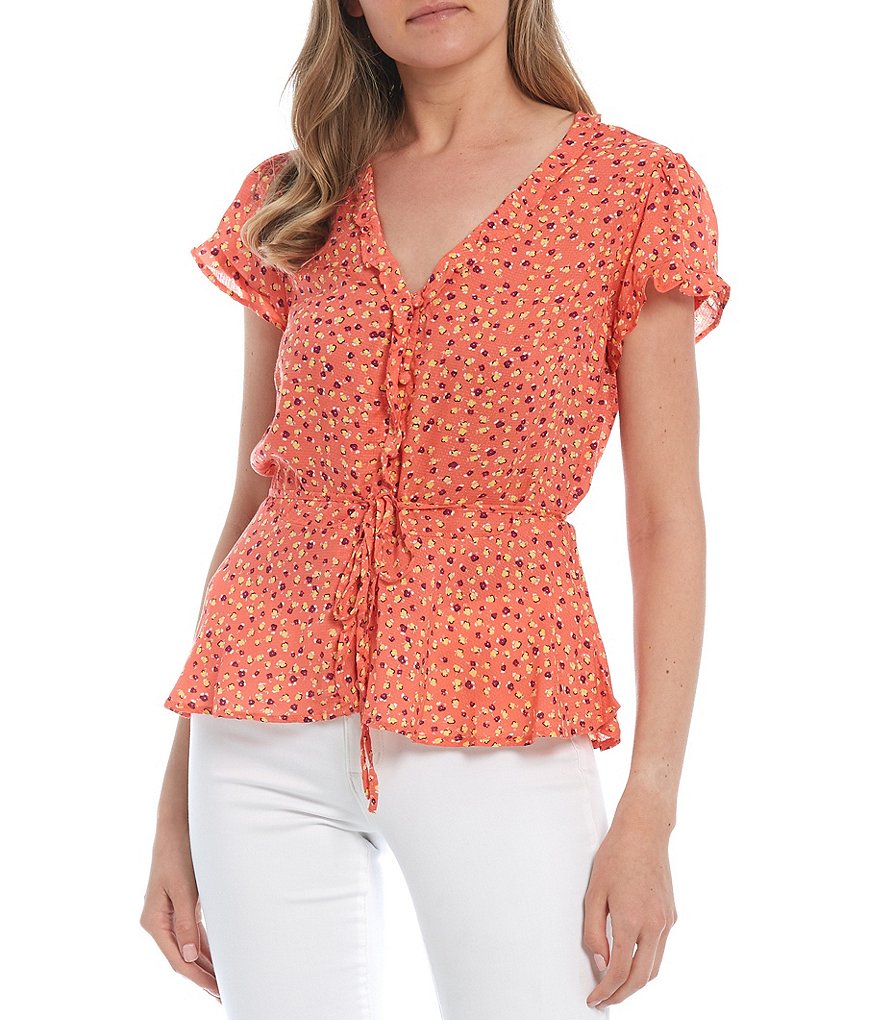 Love & Piece Sleeveless Tie-Die Peplum Hanky Hem Top