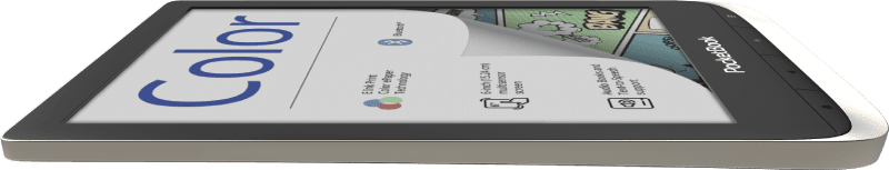 PocketBook Color (Moon Silver). Display: 6" E Ink Kaleido&trade;; Dual Core (2&times;1 GHz); RAM: 1 GB; Flash memory: 16 GB; Wi-Fi; Bluetooth; Audio; Frontlight; Touchscreen; Battery: 1900 mAh (Li-Ion Polymer).
