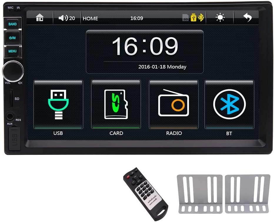 Double Din Car MP5 Player-7 inch Capacitive Touch Screen 2 din Car Radio Stereo,Compatible with Bluetooth TF USB FM MP3 Backlight Adjustment Auxiliary Input