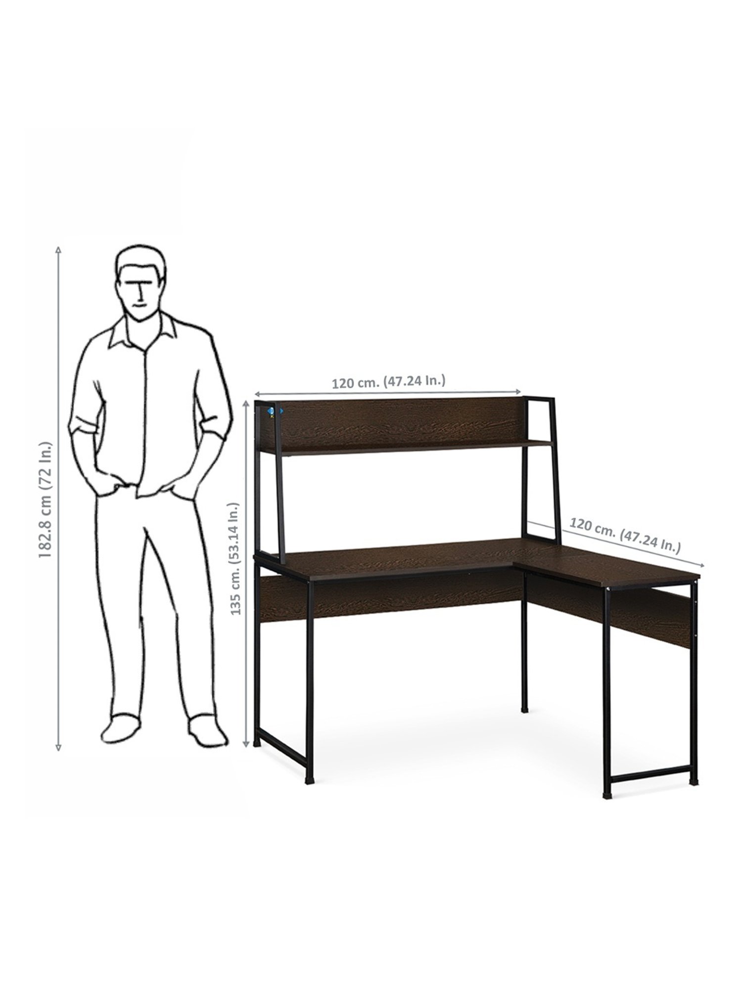 Delite Kom Yoda Flowery Wenge Black Metal Free Standing Study Table