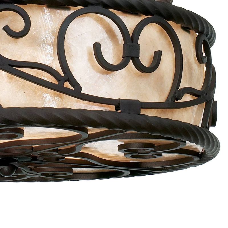 John Timberland Walnut Pendant Chandelier 17" Wide Rustic Country Cottage Scroll Natural Mica Shade for Dining Room House Kitchen