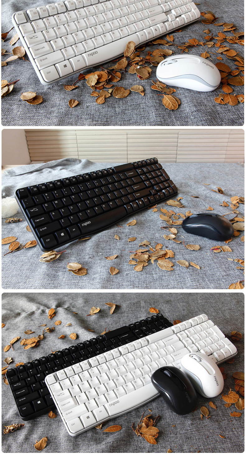 Rapoo X1800S  Ergonomic Design, Classic Exterior Compact Layout Waterproof 2.4GHz Wireless Keyboard And Mouse Combo For Office And Game, Multimedia Function - Black