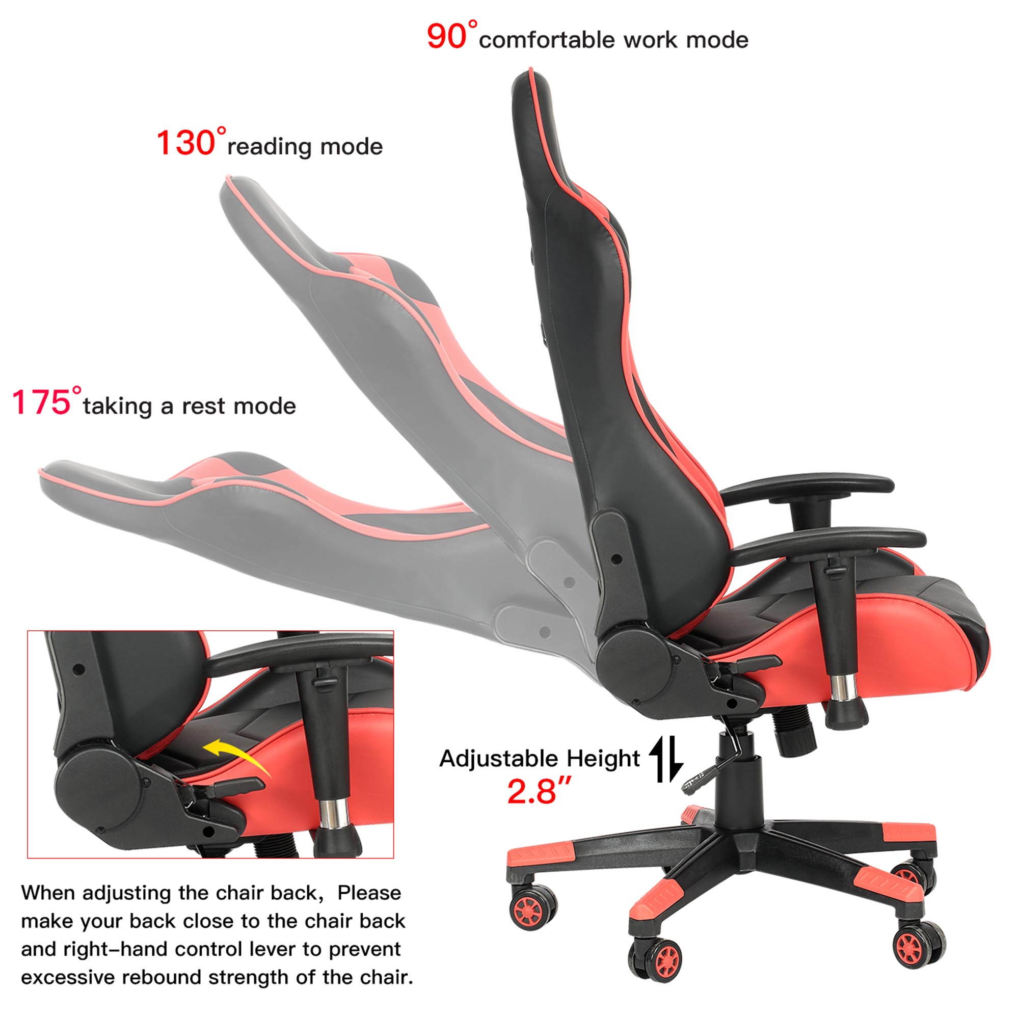 Gaming Chair Racing Office Chair Adjustable High Back Chair with Headrest and Lumbar Cushion