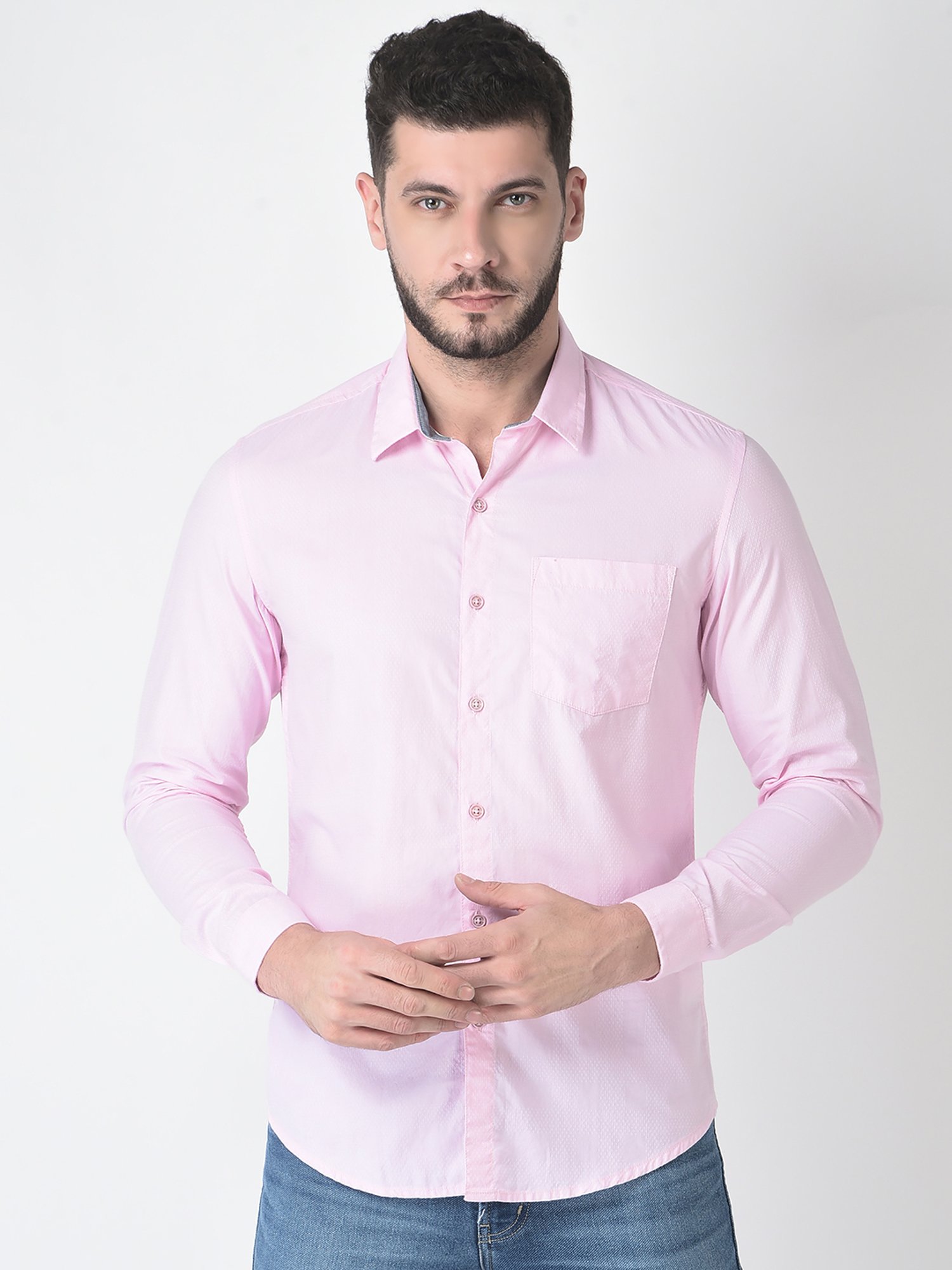 NUMERO UNO Light Pink Slim Fit Shirt