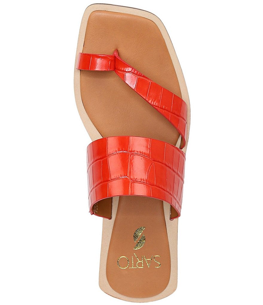 Sarto by Franco Sarto Ediana Croco Print Leather Toe Ring Square Toe Sandals