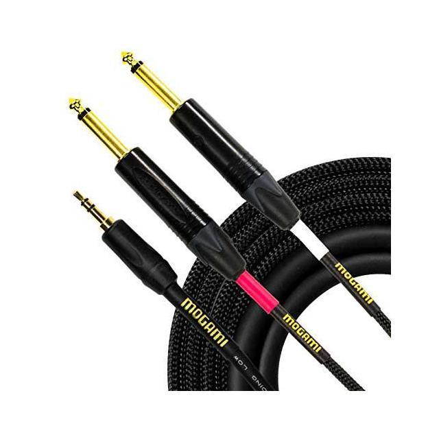 Mogami 6' Gold 3.5mm TRS-Dual 1/4" TS Male, Straight Stereo Audio Adapter Cable