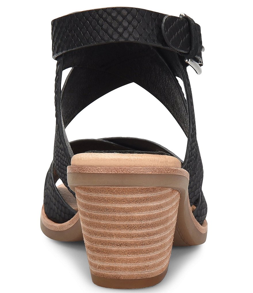 Sofft Pesha Snake Print Leather Block Heel Sandals