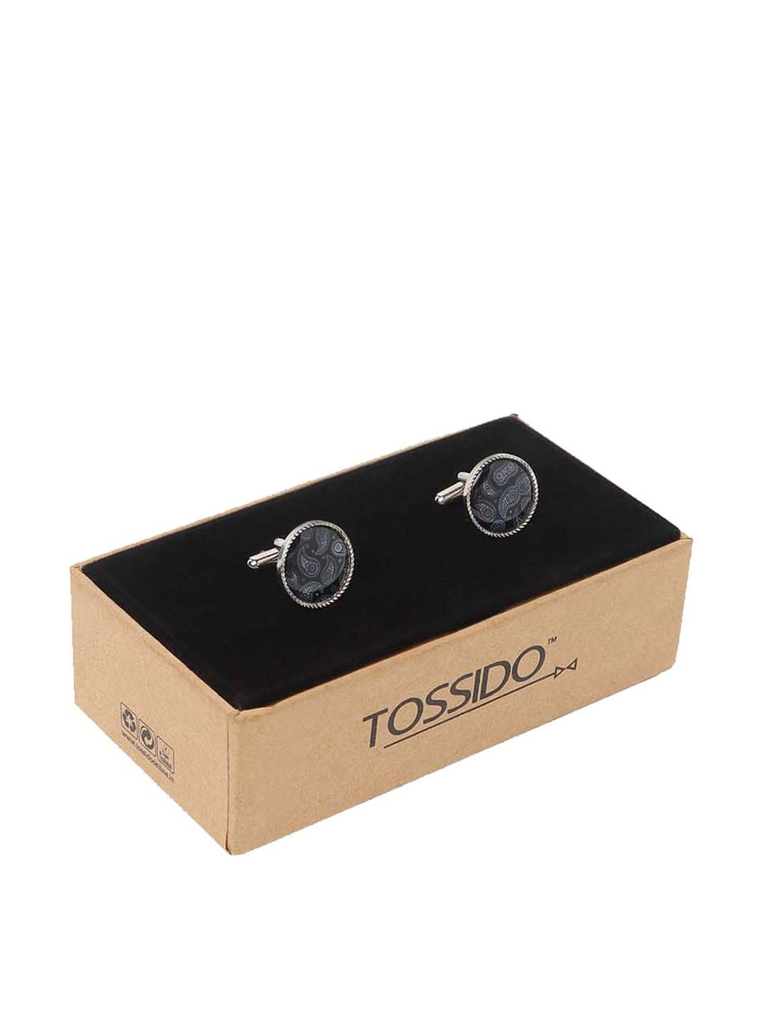 Tossido Black Printed Cufflinks