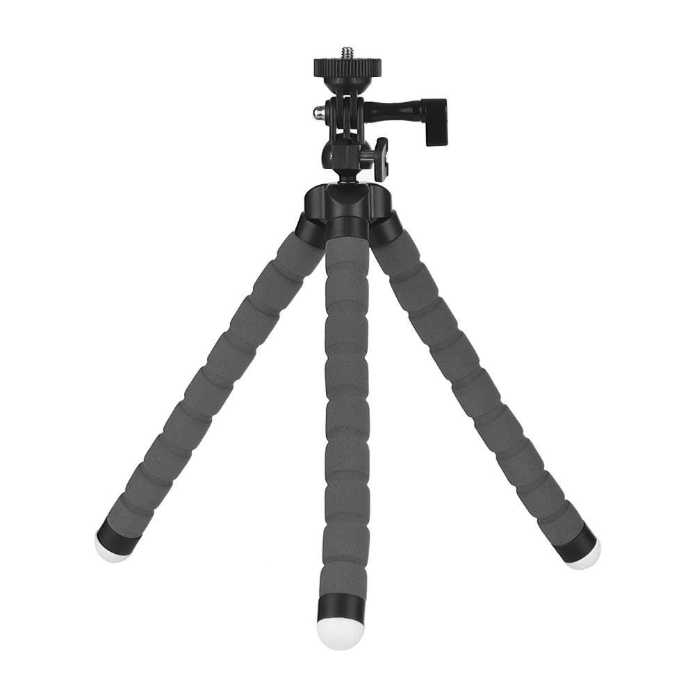 Flexible Sponge Octopus Tripod Stand Holder with Smartphone Clip 1/4 Inch Screw 360 Degree Rotation for iPhone Huawei Samsung GoPro Camera Video Camera