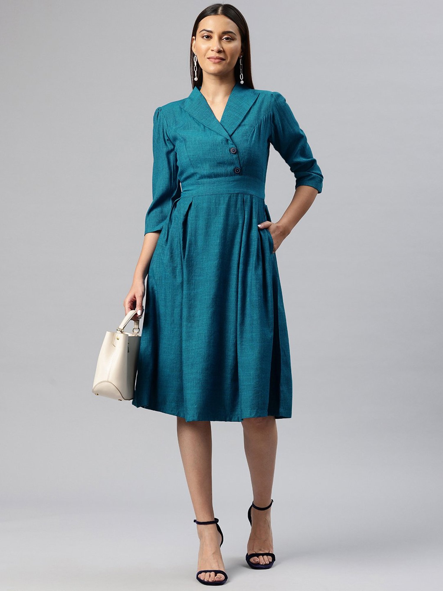 Cottinfab Blue A Line Dress