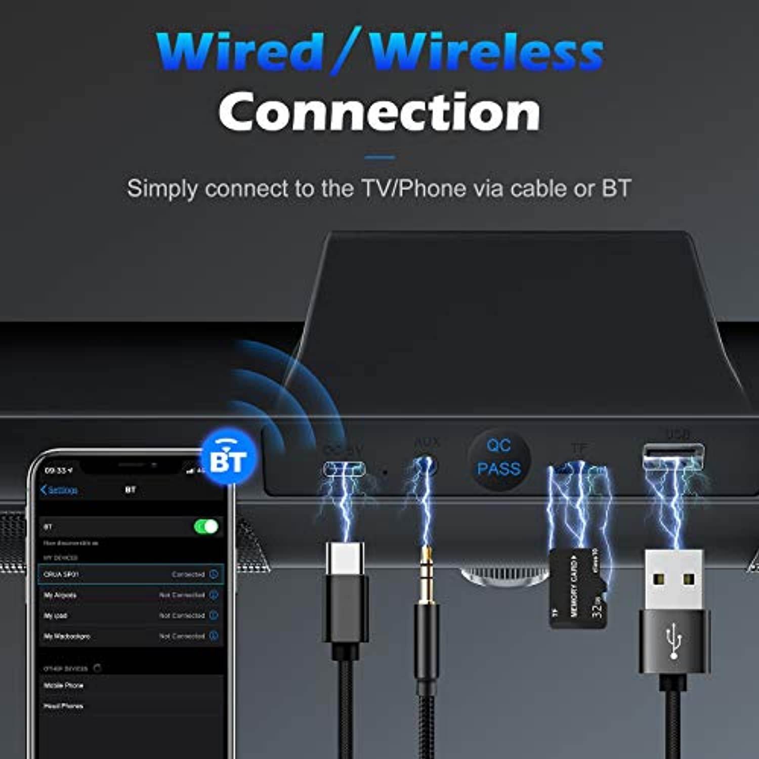 Sound Bar Wireless Speakers: Foxnovo 105dB Deep Bass Soundbar - with Sound Guide Port Home Theater Audio TV Soundbar - with 1.8" LCD Display Noise Filter Sound Bars for TV | PC | Cellphone | Tablets