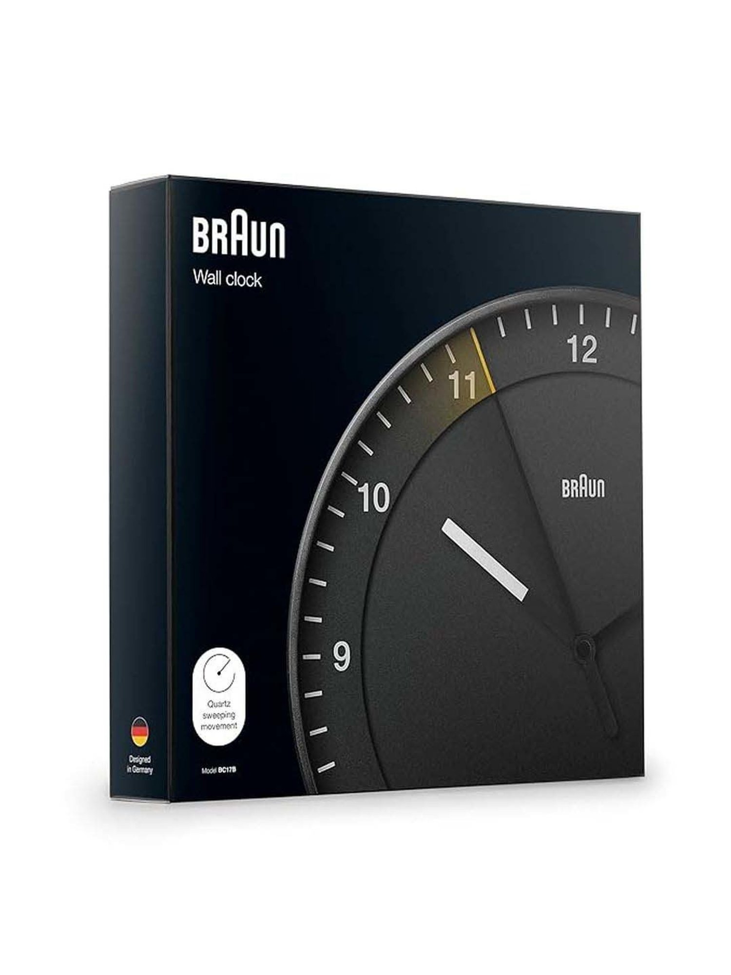 Braun Black Digital Wall Clock With Indoor Temperature, Date & Day