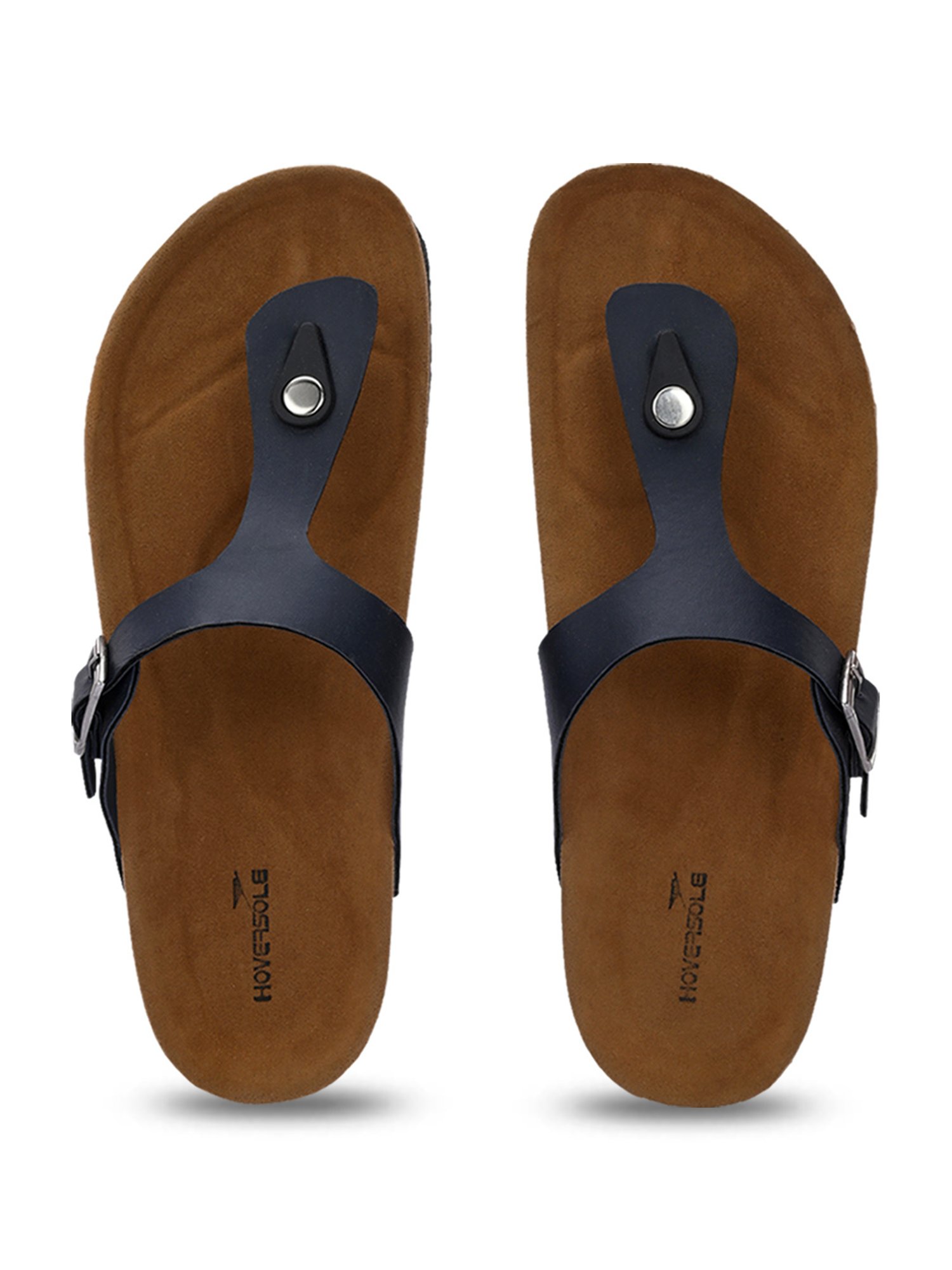 Hoversole Men's Navy Cork T-Strap Sandals
