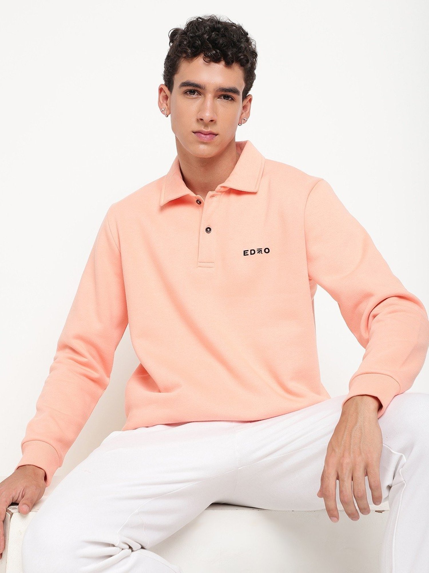 EDRIO Peach Nectar Relaxed Fit Polo T-Shirt