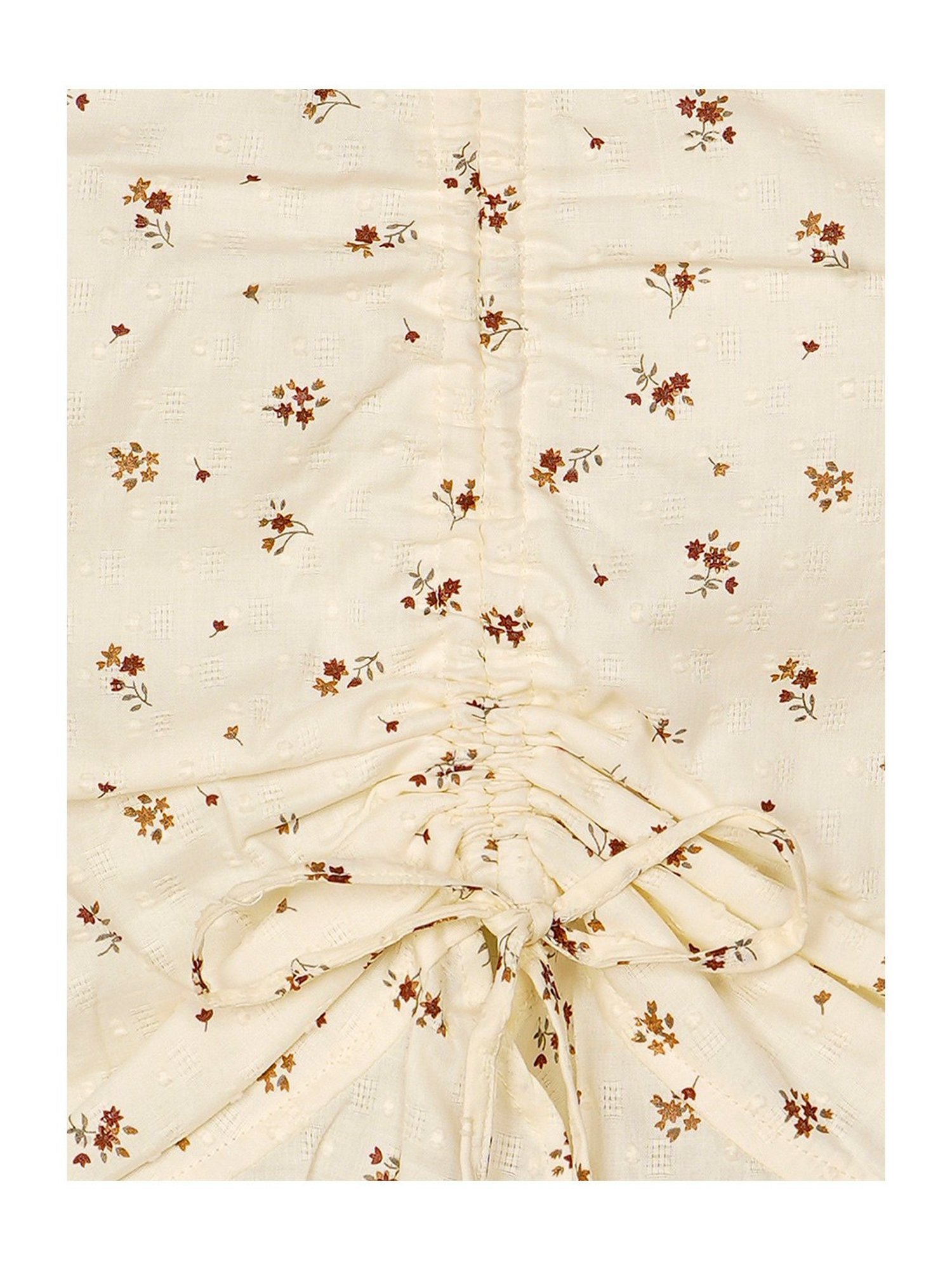 Budding Bees Kids Cream Floral Print Full Sleeves Top