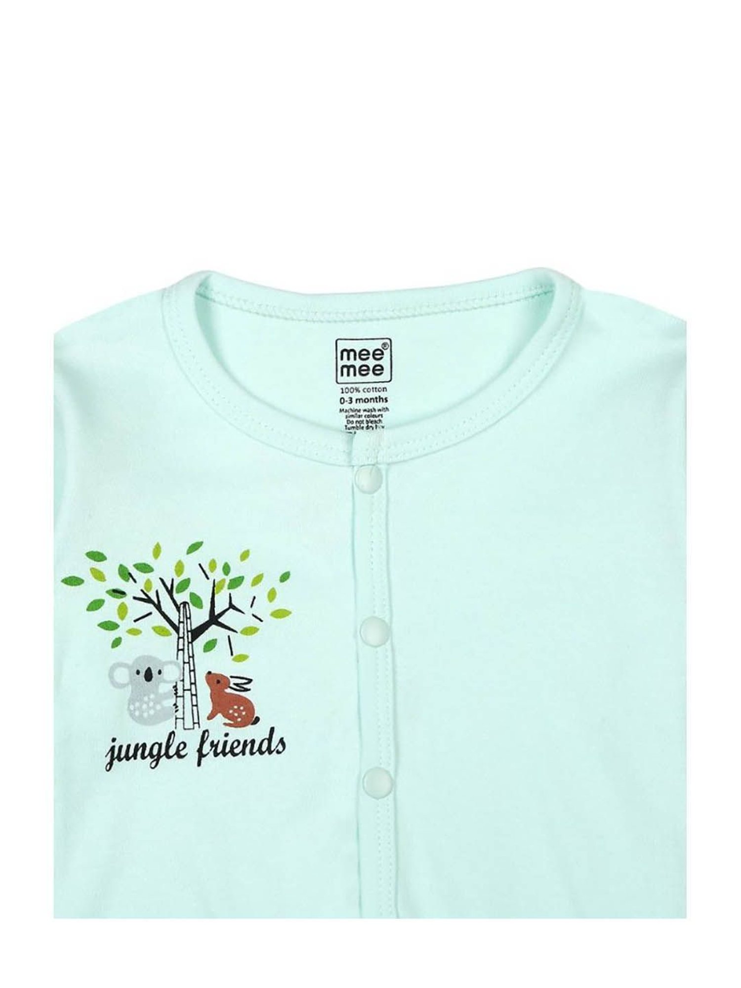 Mee Mee Kids Green & White Printed Full Sleeves Jhablas (Pack Of 2)