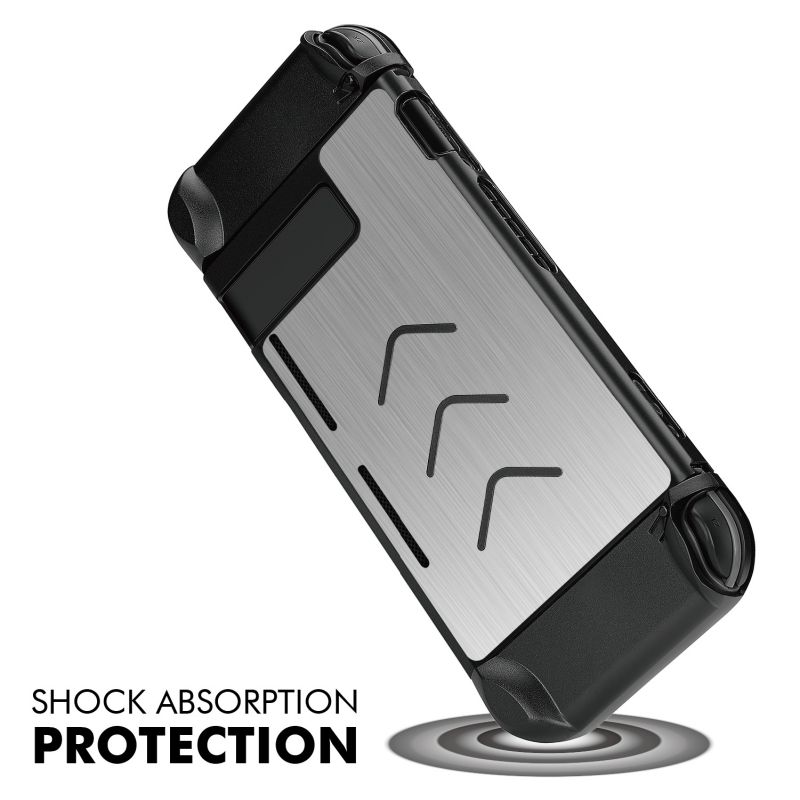Nintendo Switch Case Cover for Console & Joy-Con Controller - Travel Friendly Aluminum Alloy Hard Shell Protector, Anti-Scratch Shockproof Protective Nintendo Switch Accessories (Silver)