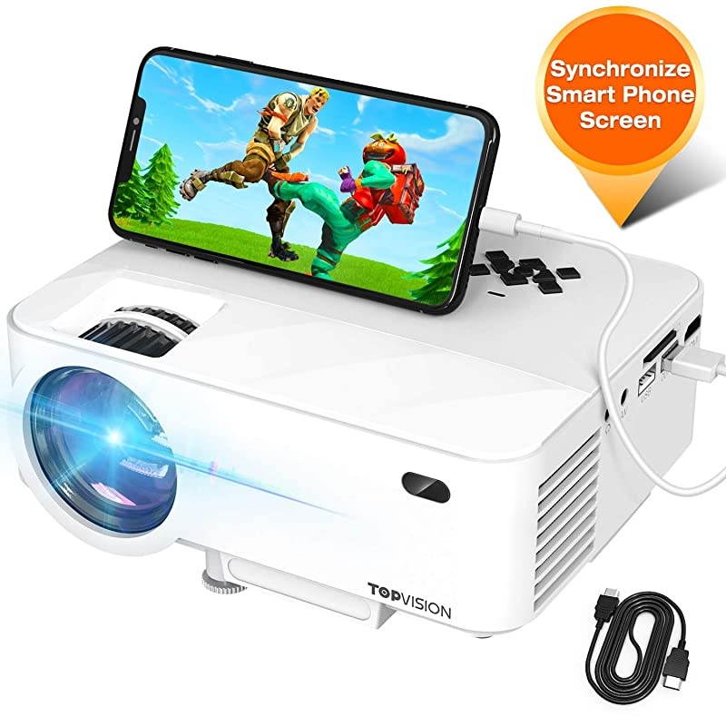 Mini Projector  Projector with Synchronize Smart Phone Screen Upgrade to 3600L 1080P Supported 176quot Display 50000 Hours Led Compatible with Fire StickHDMIVGAUSBTVBoxLaptopDVD