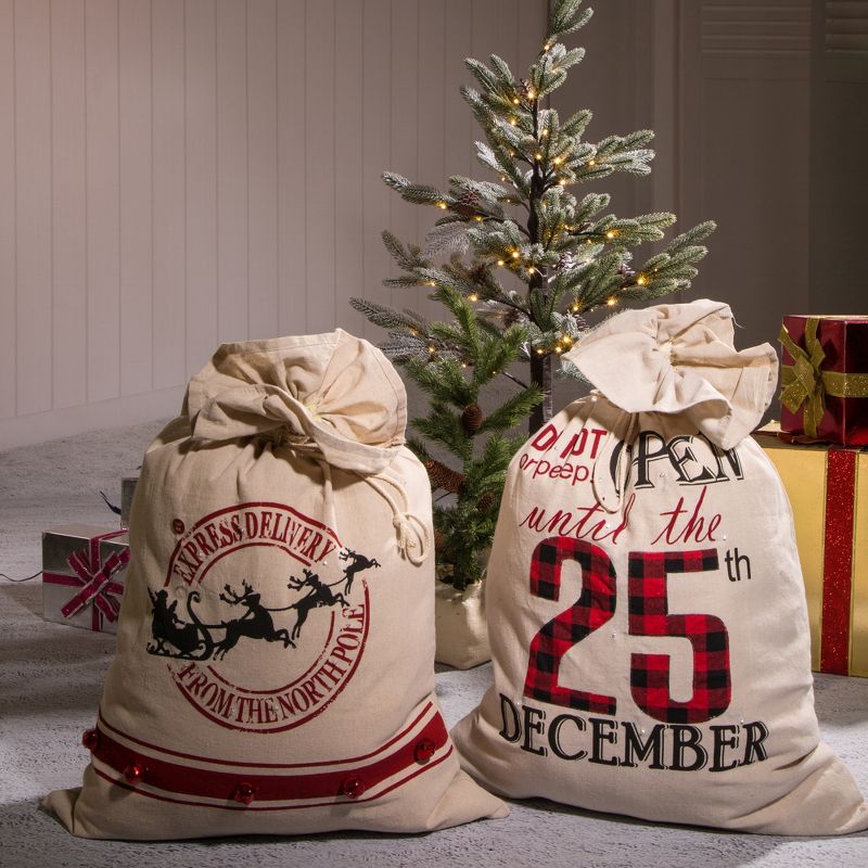 36" Lighted Burlap Gift Sack - Glitzhome