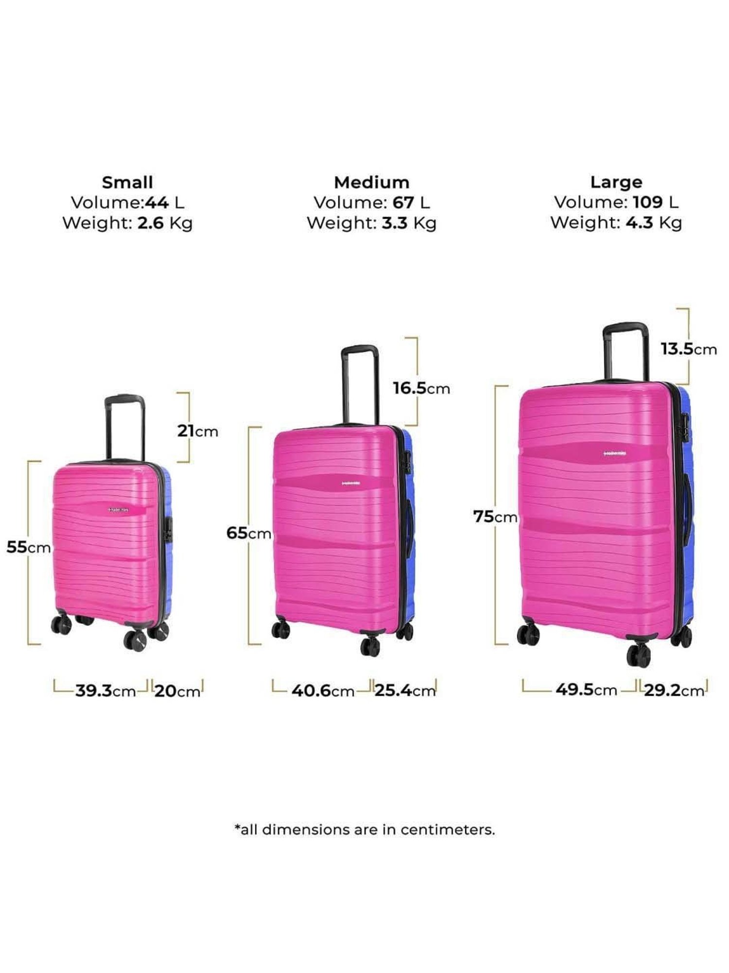 Nasher Miles Nicobar Hard-Sided Polypropylene Set of 2 Pink and Sky Blue Trolley Bags (55 & 65 cm)