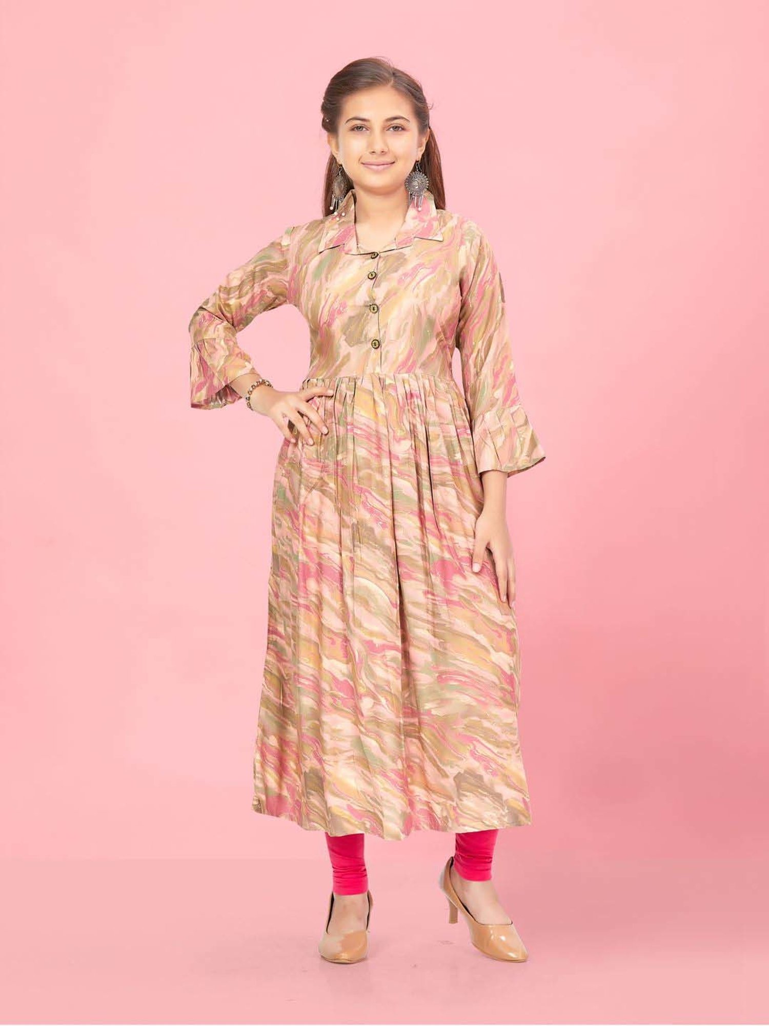 Aarika Kids Pink Printed Kurti
