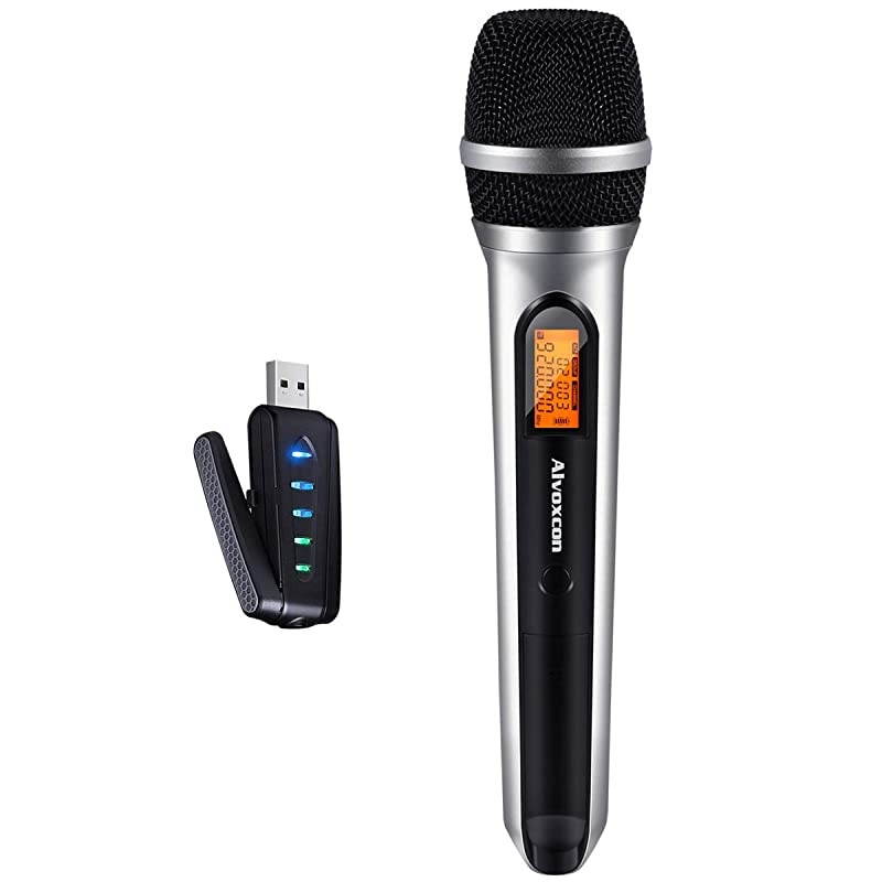 USB Wireless Microphone  UHF Dynamic mic for Android PC Computer Laptop PA Podcasting Vlogging YouTube Vocal Recording Gaming Singing Practice System with USB Receiver
