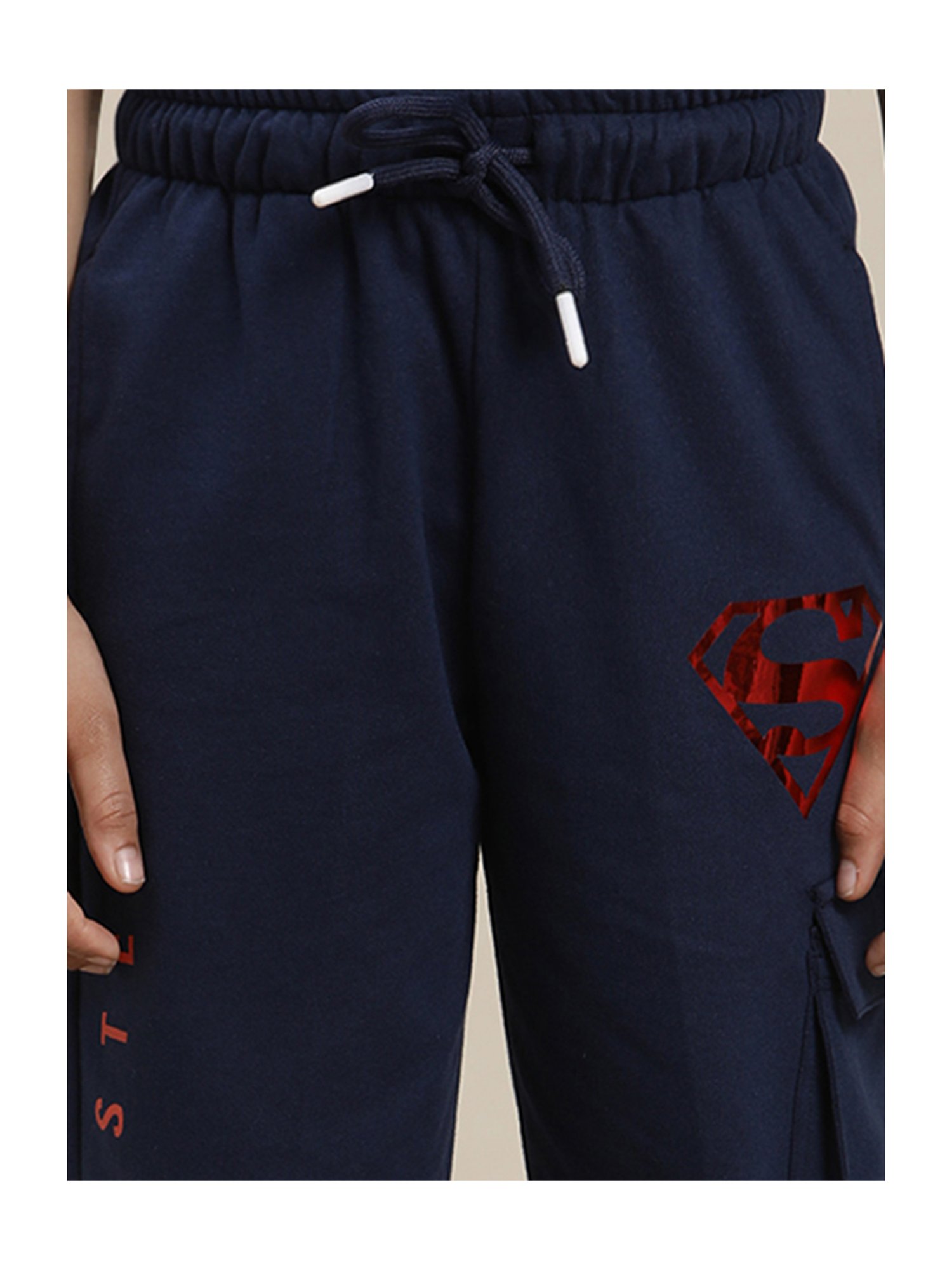 Boysville Superman Printed Regular Fit Navy Joggers For Boys