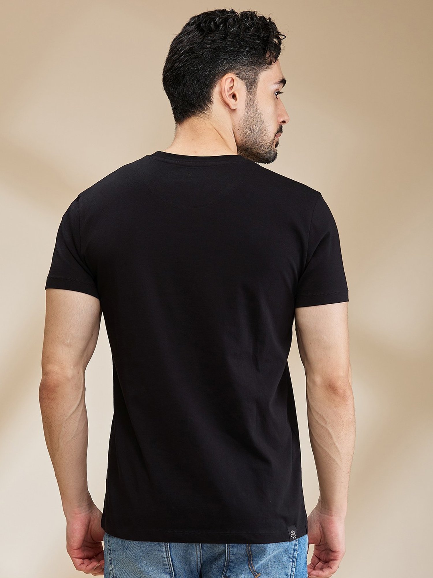 Being Human Black Regular Fit Printed T-Shirt