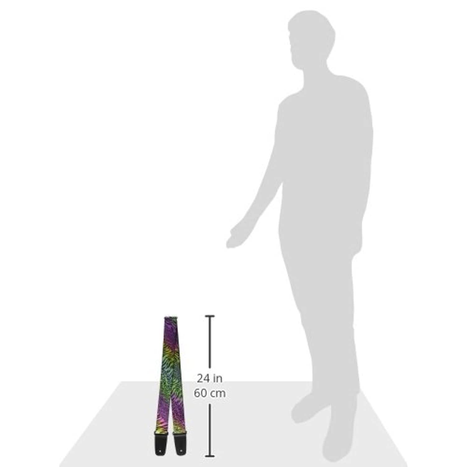 Guitar Strap Animal Skins Rainbow Black 2 Inches Wide