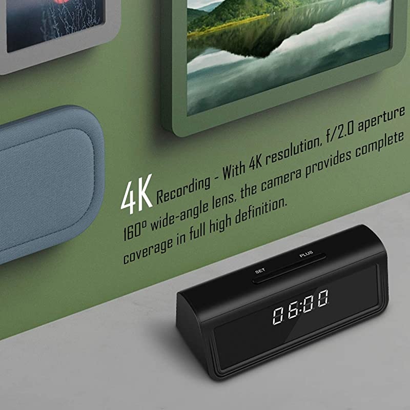 4K Hidden Spy Camera Wireless Hidden WiFi Clock Camera Home Security Nanny Camera with Night Vision160 Ultra Wide AngleMotion Detection