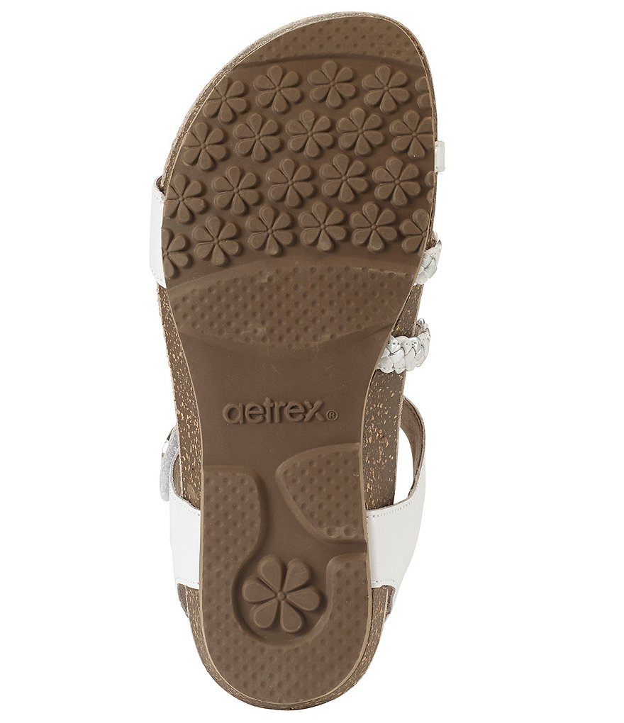 Aetrex Jillian Braided Leather Cork Wedge Sandals