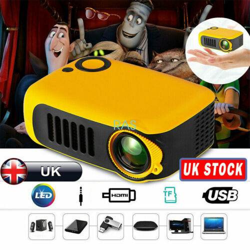 A2000 Mini Portable LED Projector Home Theater Cinema USB HDMI AV SD 1080P HD UK