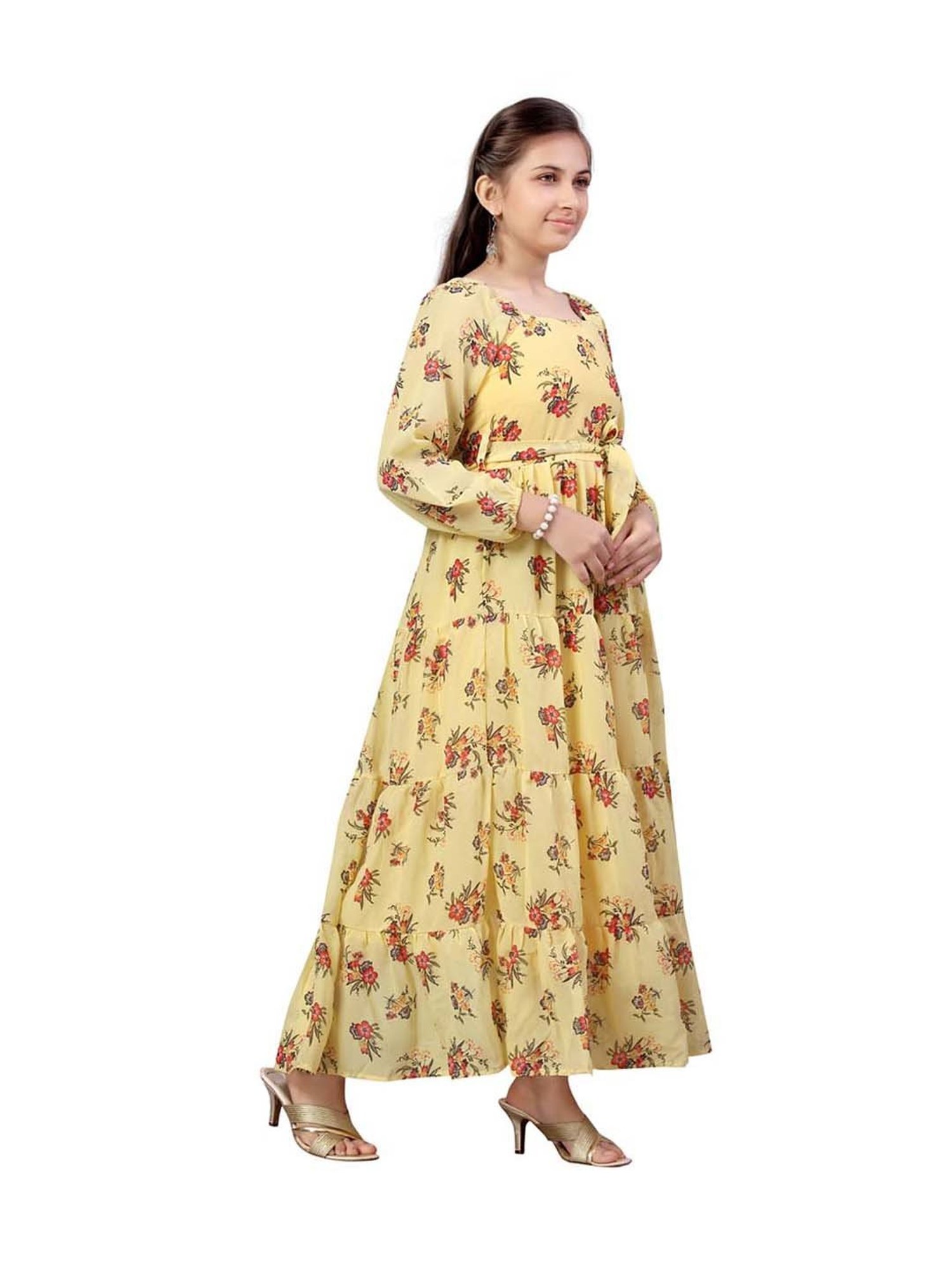 Peppermint Kids Black & White Printed Full Sleeves Dress