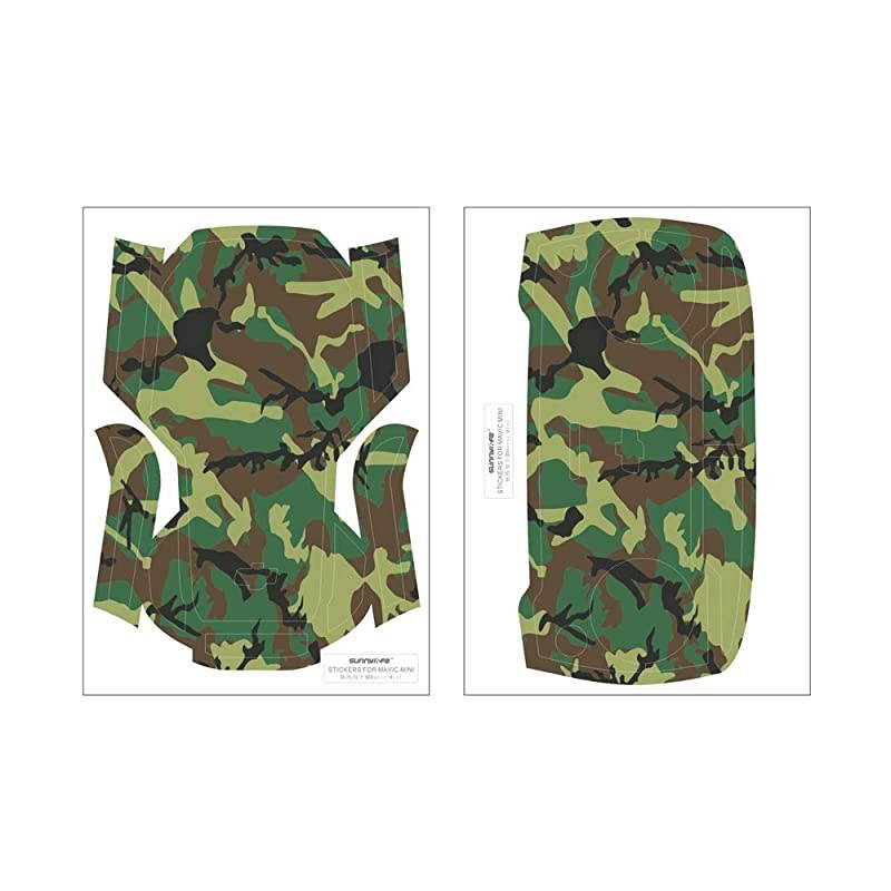 Shell Decoration Sticker Controller Decals Set for DJI Mavic Mini Drone Waterproof DIY Skin Decoration Drone Body Sticker (5-Green Camo)