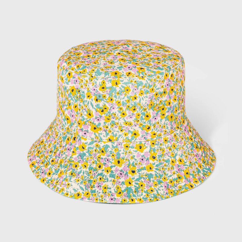 Girls' Reversible Floral Bucket Hat - Cat & Jack™ Yellow/Green