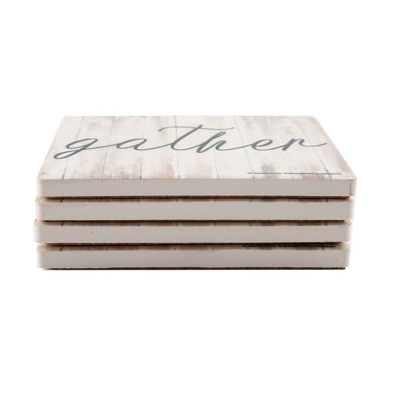4pk Ceramic Gather Wood Coasters - Thirstystone