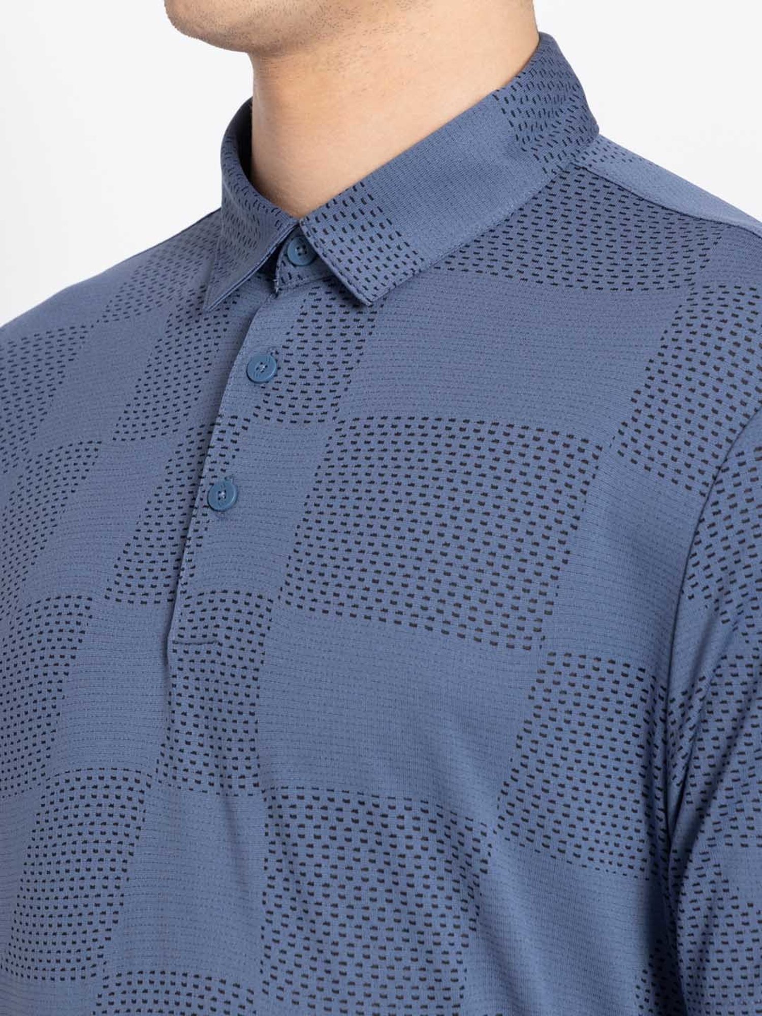 adidas Blue Regular Fit Printed Golf Polo T-Shirt