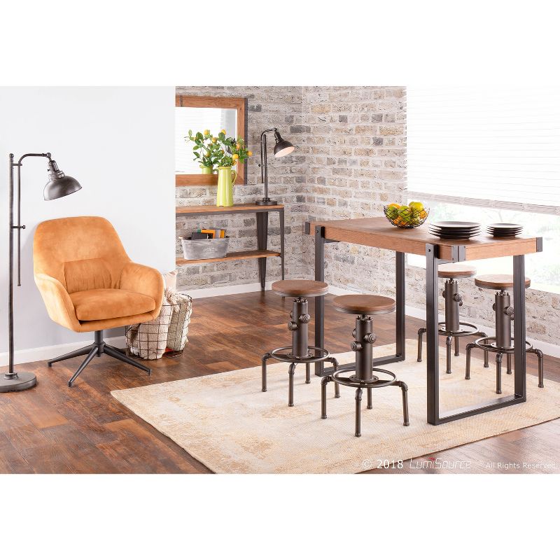 Odessa Industrial Counter Height Dining Table Black/Brown - LumiSource