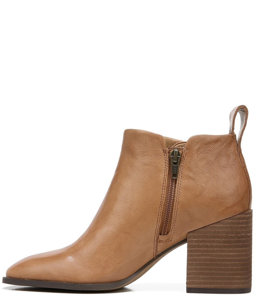 Vionic Lyssa Distressed Leather Square Toe Block Heel Booties