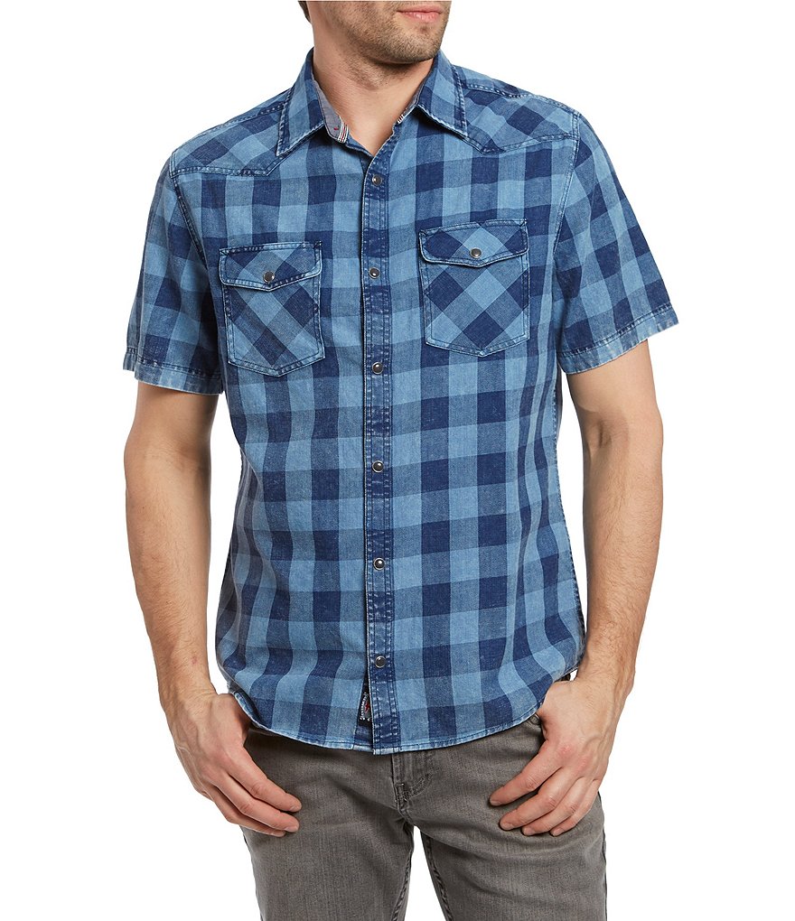 Flag and Anthem Mclennan Vintage Short-Sleeve Plaid Snap-Front Shirt