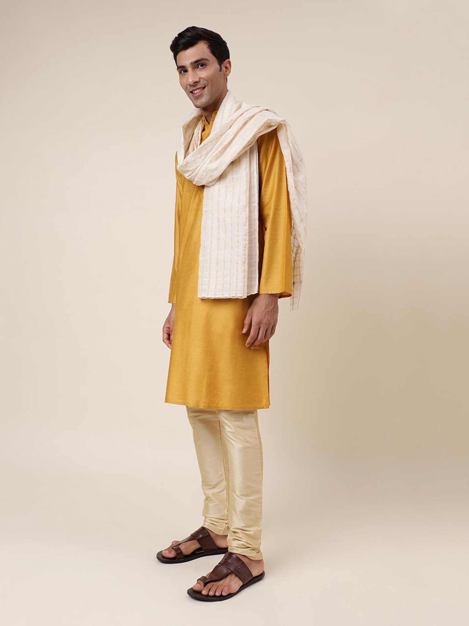 Fabindia Light Beige Printed Stole