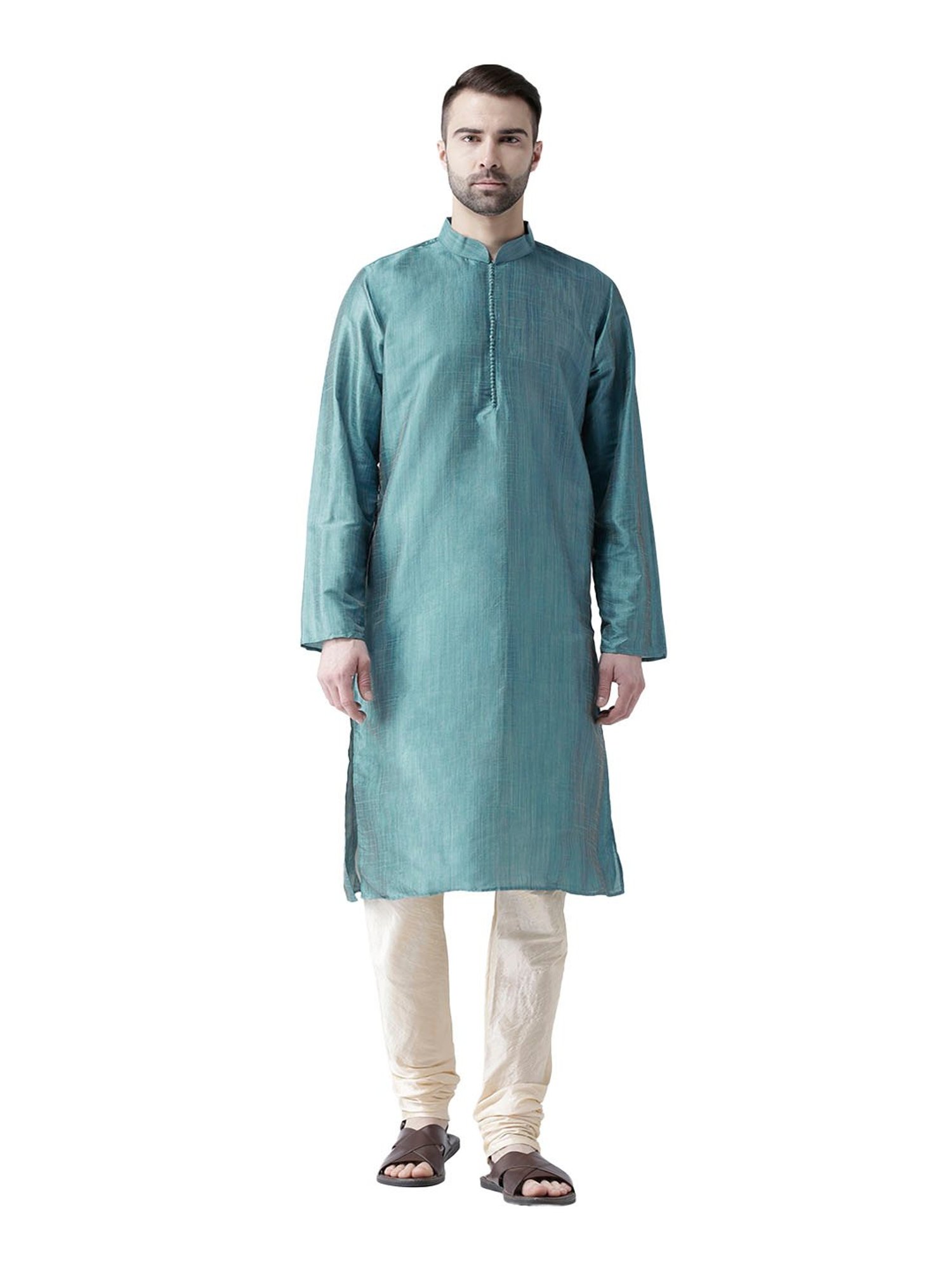 Deyann Blue & Cream Regular Fit Kurta Set