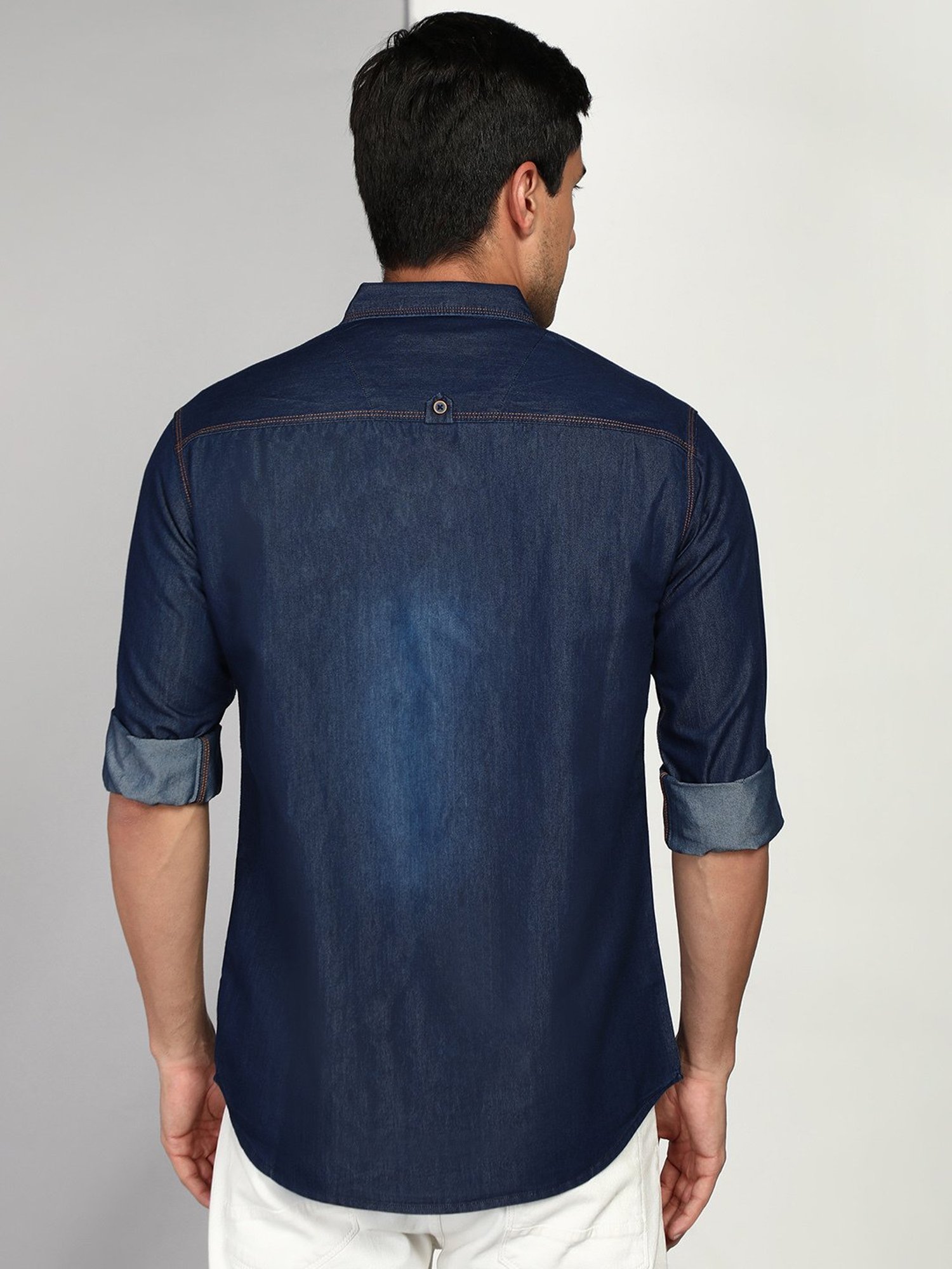 Kuons Avenue Blue Slim Fit Denim Shirt
