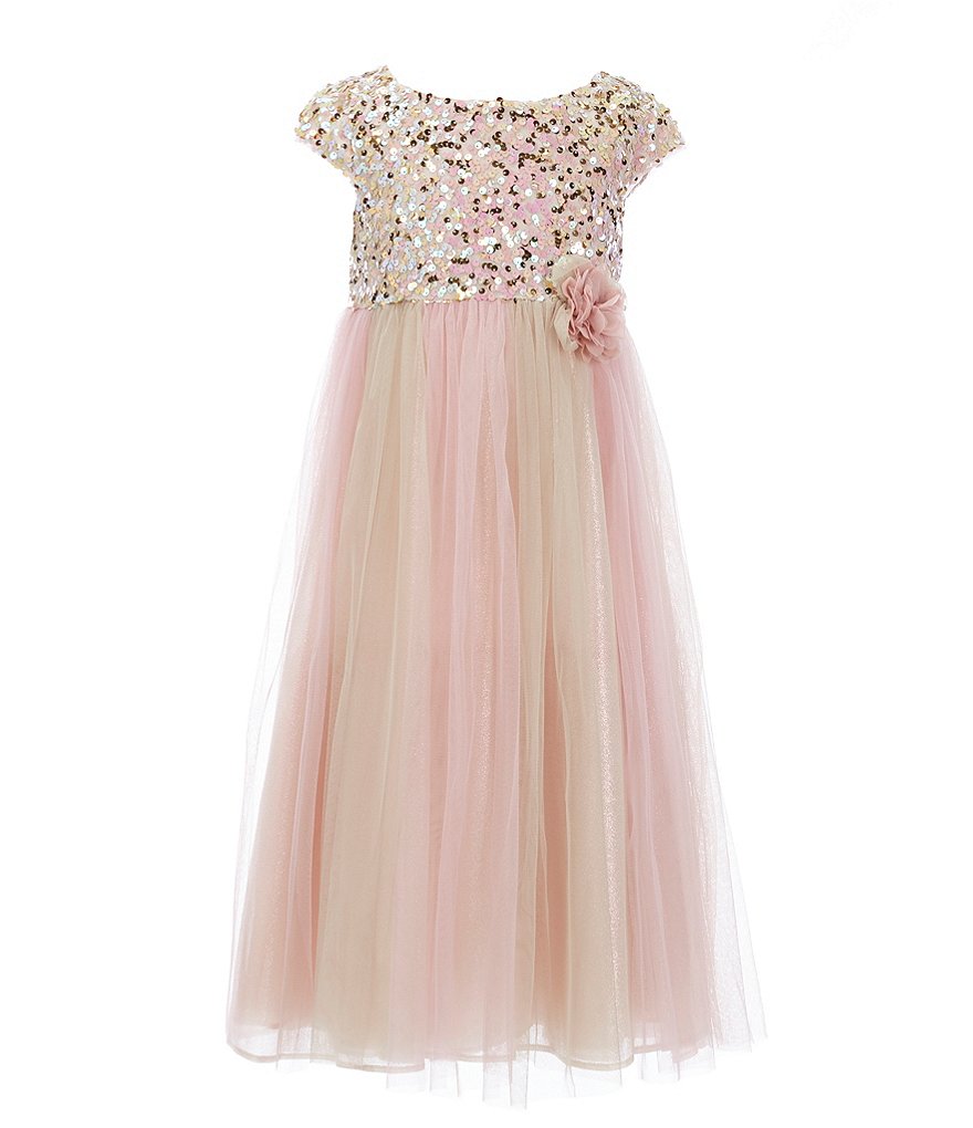 Laura Ashley Little Girls 2T-6X 3/4 Sleeve Rose & Butterfly Print Clip Dot Dress