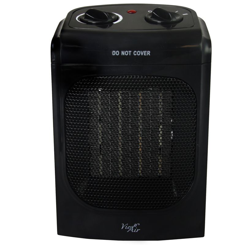 Vie Air 1500W Portable 2 Settings Home Black Ceramic Heater with Adjustable Thermostat