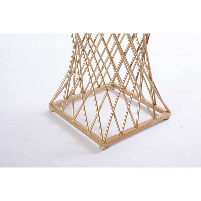 Bold Tones Modern Square Wood and Gold Metal Side Table